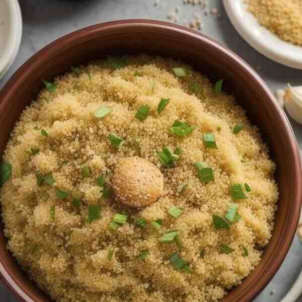 Чесночные стрелки с кускусом и овощами